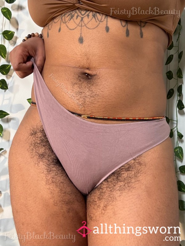 Medium Mauve Cotton Bikini Panties (Hairy, Hairy Bush, Hairy A**, Strong Scent, Ebony, Sweaty, All Natural, Black Woman)