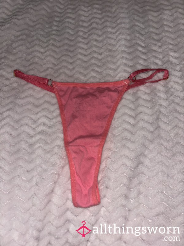 Medium Pink Adjustable Cotton Thong