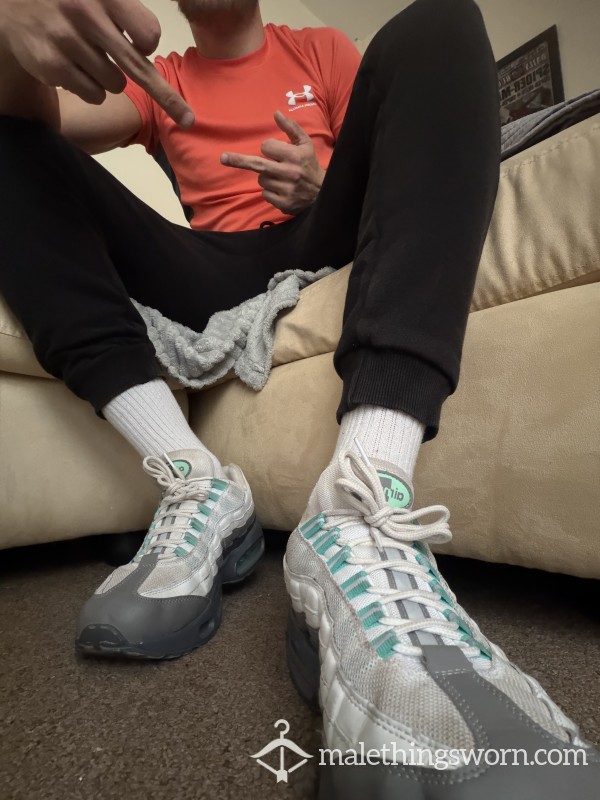 Men White And Blue Well Worn 95s