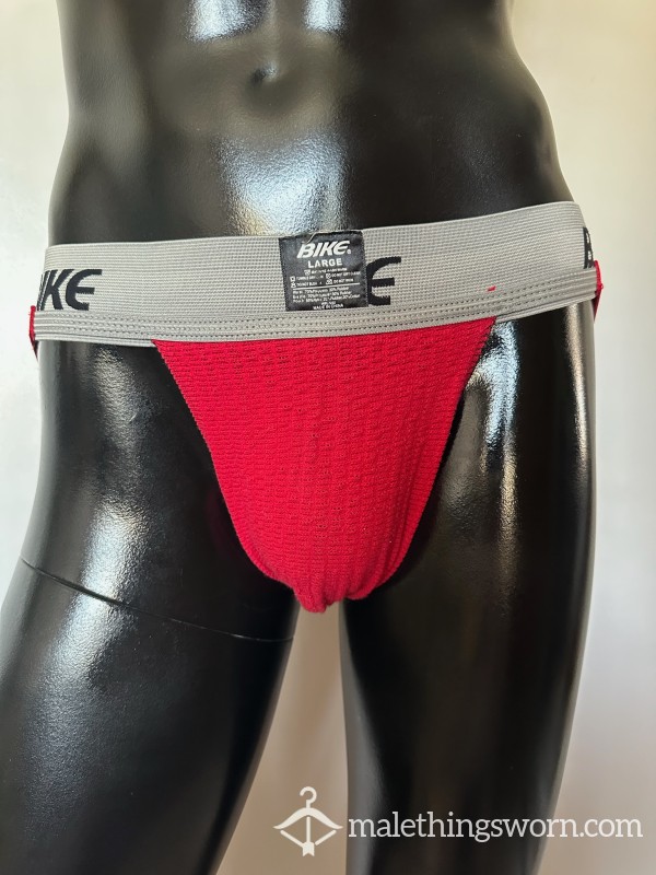 Men’s Bike Red Jockstrap Well Worn Large