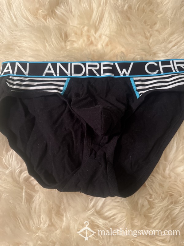 Men’s Black And White With Turquoise Andrew Christian Brief