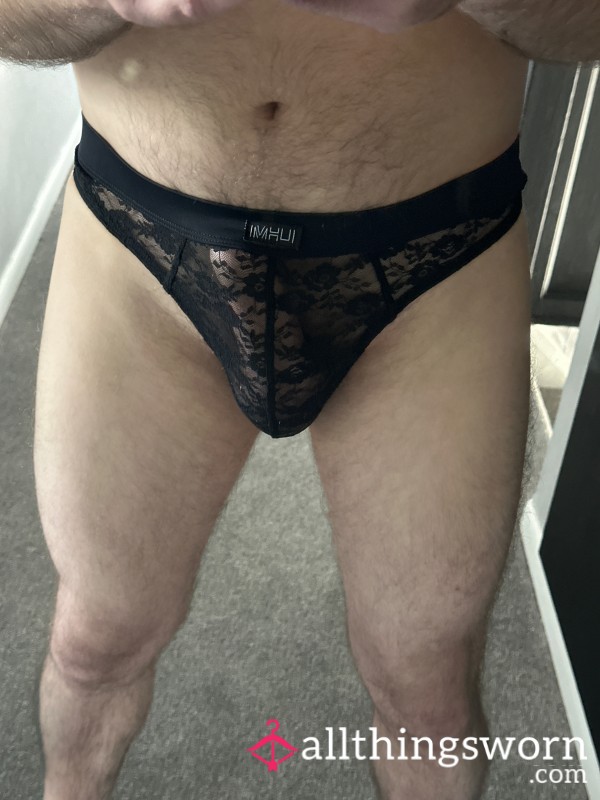 Men’s Black Lace Thong