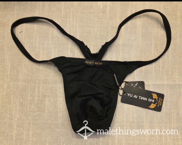 Men's Black Thong
