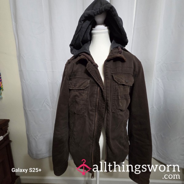 Men's Brown Hooded Jacket