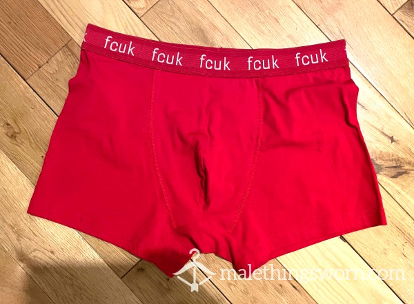 Men's FCUK French Connection Red Boxer Brief Trunks (L) Ready To Be Customised For You!