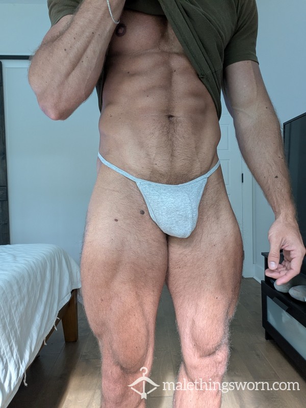 Men's Grey Thong From A Bodybuilder