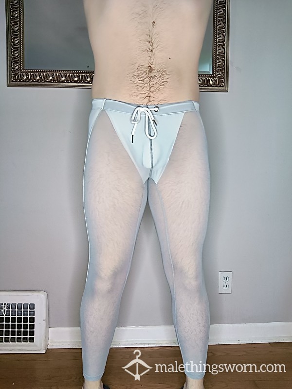Grey Mesh Leggings With Built In Pouch