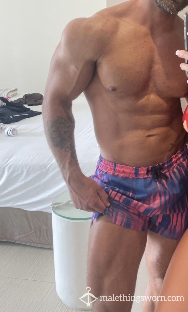 Men’s Pink And Blue Swim Shorts