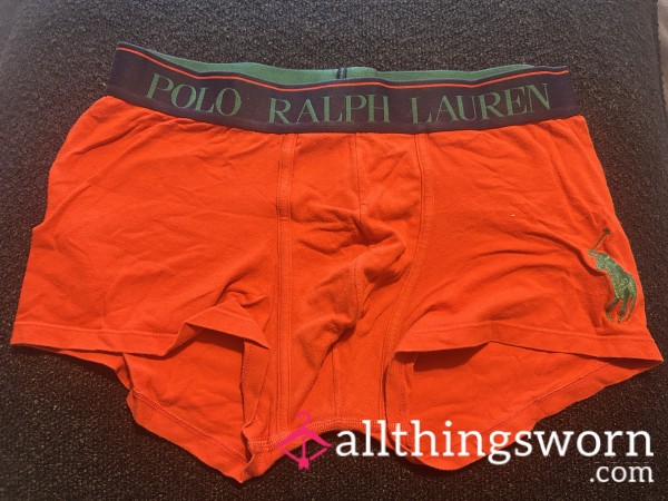 Men’s Polo Ralph Lauren Orange Boxers 🔥 48 Hours Wear Included+ UK First Cla** Postage 🇬🇧