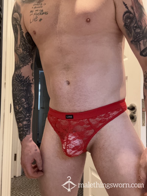 Men’s Red Lace Thong