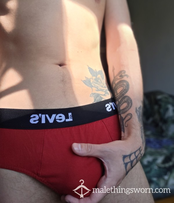 Mens USED Red Levis Briefs Medium