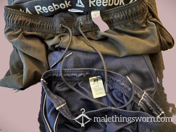 Men’s Vint. Drawstring Shorts Reebok LARGE Black-RUSSELL LG SPORT JOGGER SWEATS