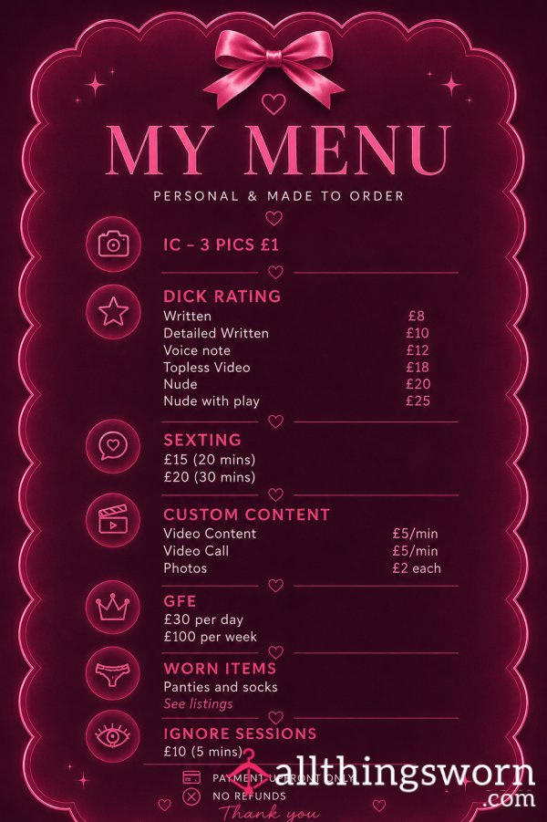 Pretty Little VIP Menu 🎀💕