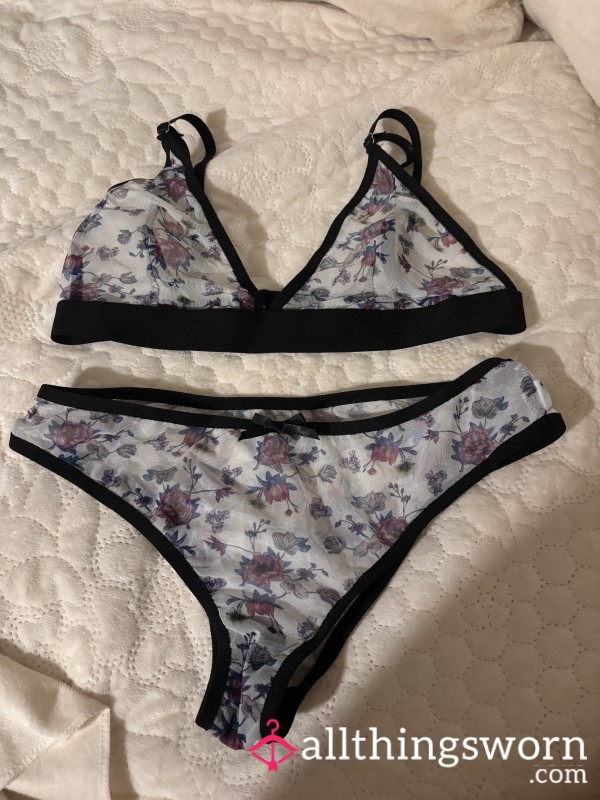 Mesh Bralette And Panty Set