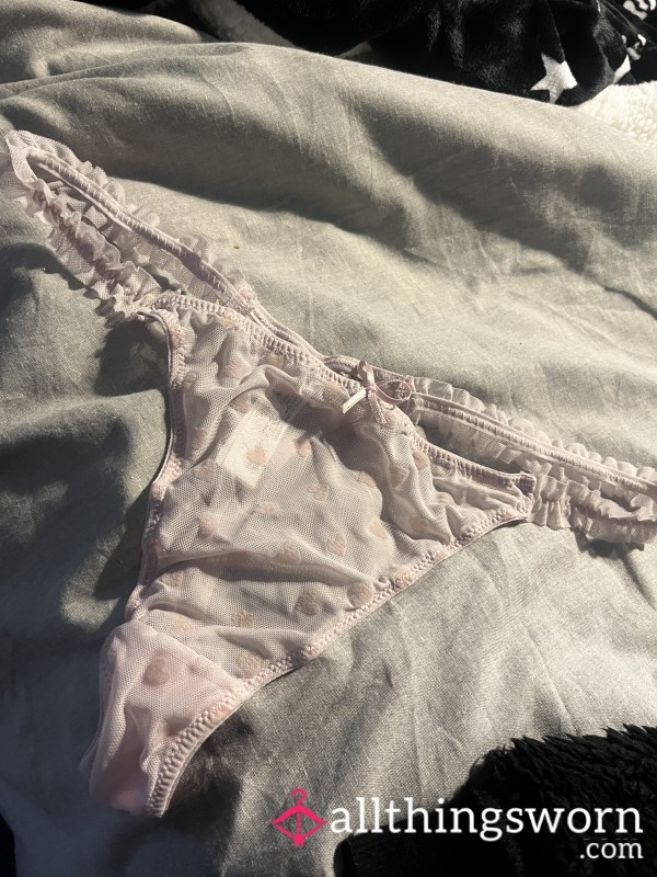 Mesh Frilly Pink Thongs