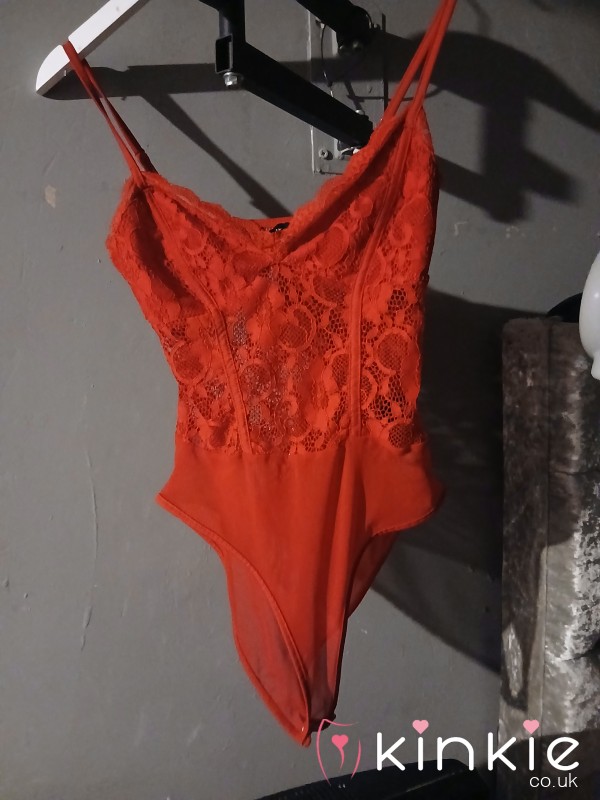 Mesh Lacey Body Suit Red
