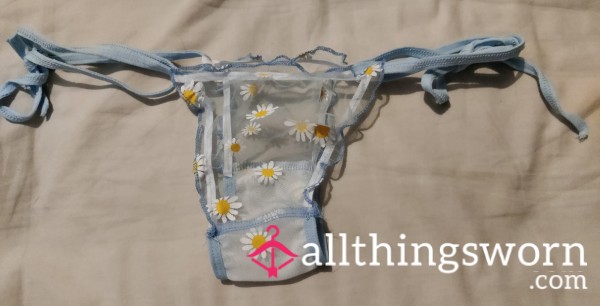 Mesh Light Blue Daisy Panties