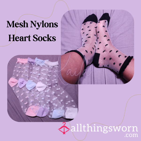 Mesh Nylon Heart Socks 🖤