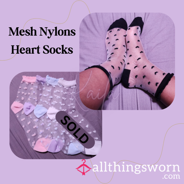 Mesh Nylon Heart Socks 🖤