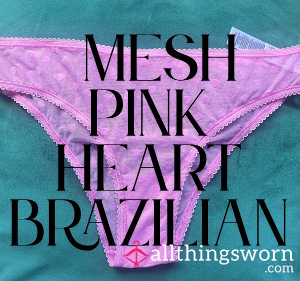 Mesh Pink Heart M&S Brazilian Panties –