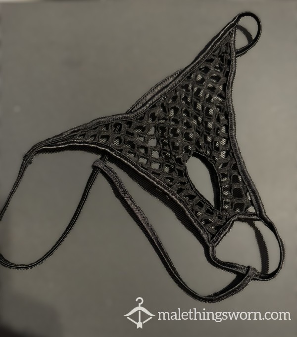 Mesh Separator Thong - Black - Size M (68)