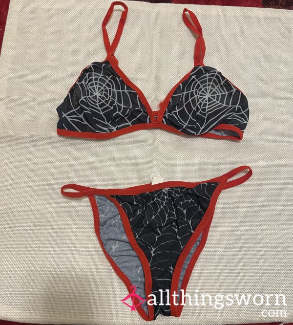 Cheeky Mesh Spiderweb Lingerie Set