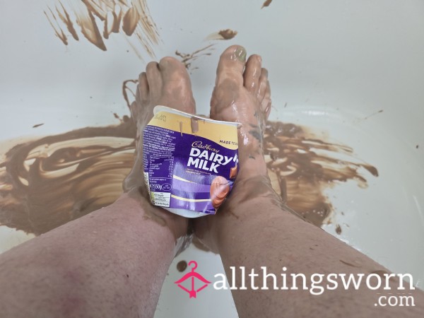 Messy Foot Play With My Chocolate Desert