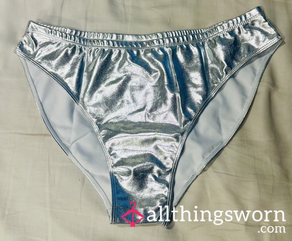 Metallic Bikini Cut Bikini Dance Bottoms (silver)