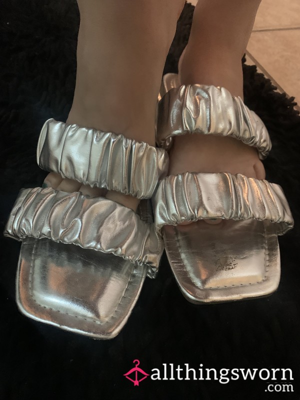 Metallic Slide Sandals