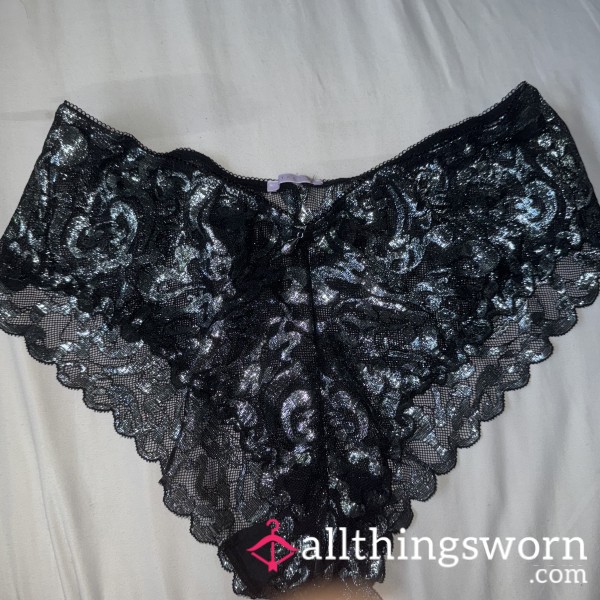 Savage X Metallic/Black Mesh Panty