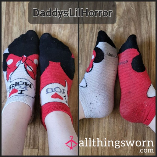 Mickey & Minnie Stained Ankle Socks