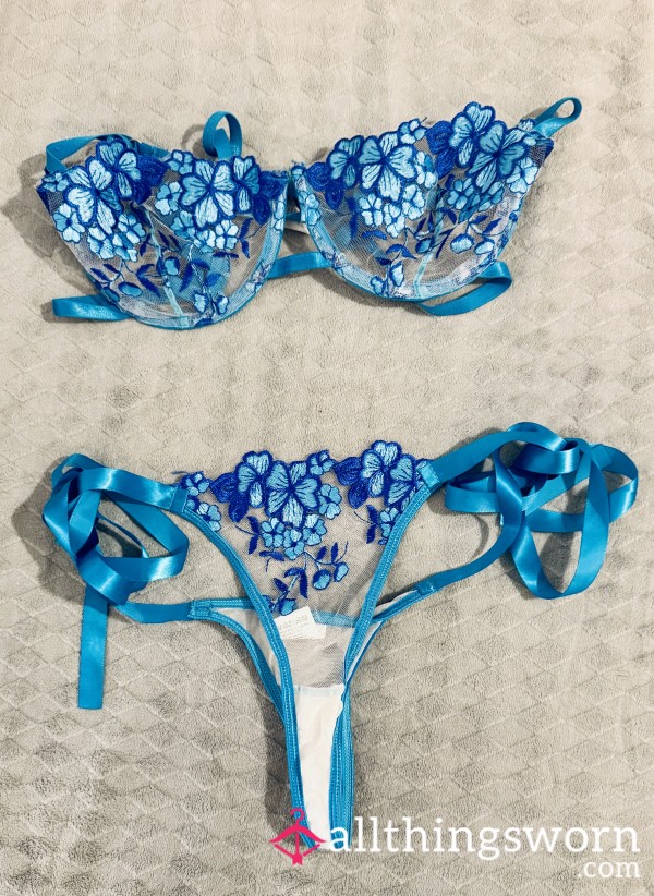 💙 Midnight Bloom Fantasy – Blue Flor*l Lingerie Set 💙