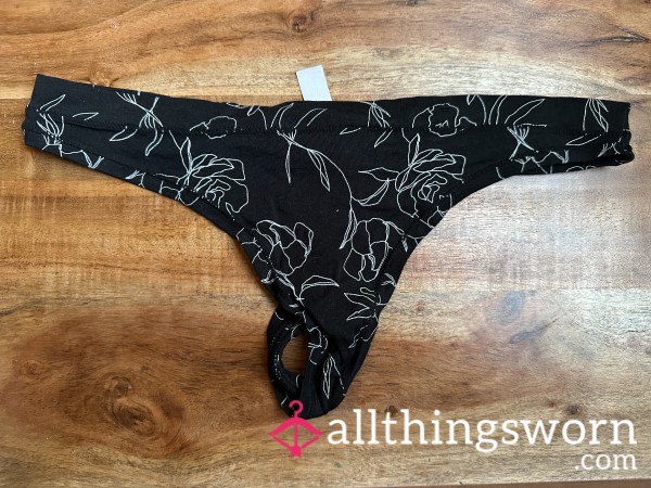 Midnight Bloom 🌙 Worn Flor*l Thong With Sweet Scented Secrets