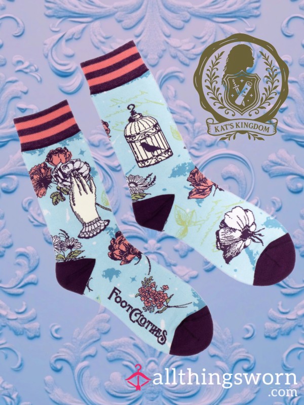 Midnight Songbird 🌸🐦 | Flor*l Nightingale Crew Socks