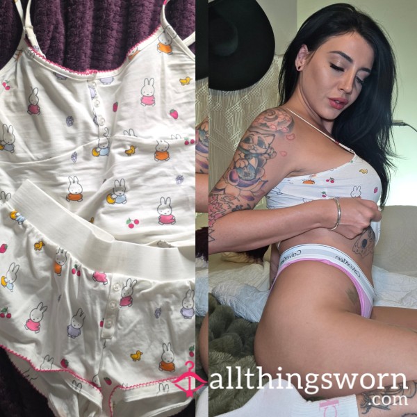 Miffy Sleepwear Crop Top And Tiny Shorts 🖤