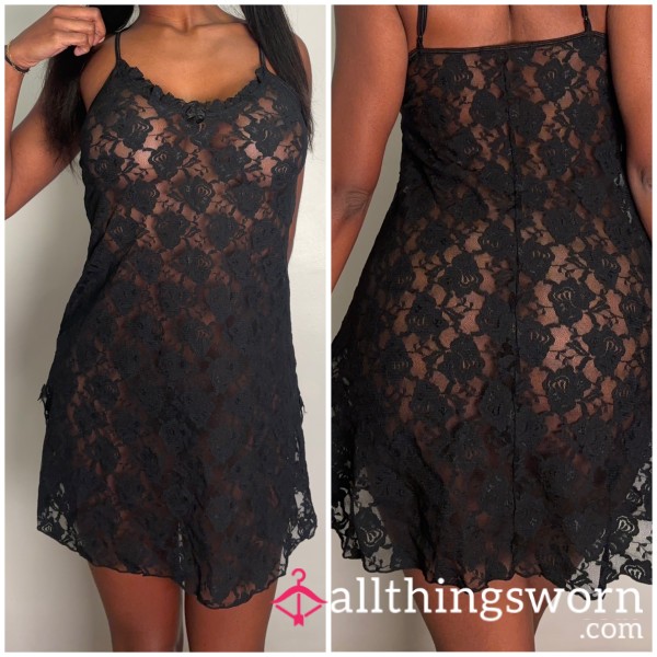 Milf Black Sheer Lace Night Teddy