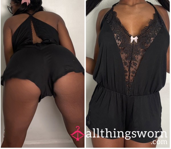Milf Victoria Secret Deep V Black Sleep Teddy Romper