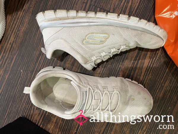 Milfs Well Worn Sweaty Stinky Musty White Sketchers Size 5