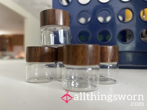 Mini  Jars With Wood-Style Lids – Set Of 5 Ready To Be Filled With My Personal Essence