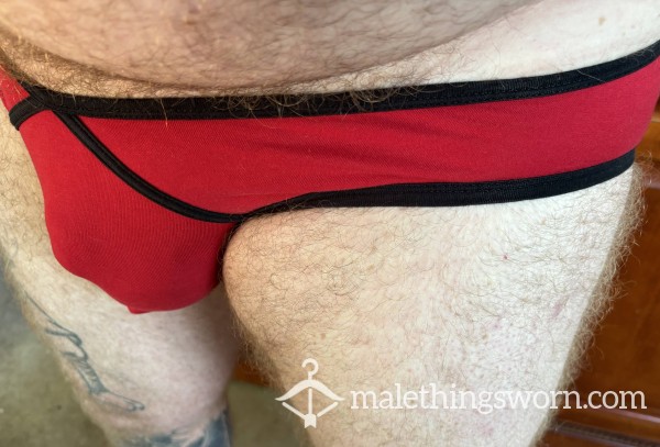 Minimal Band Red Briefs With Black Piping Size XL (35-38 In / 89-96 Cm)