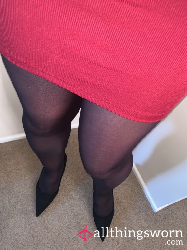 Miniskirt, Black Pantyhose And Pink Lace Panties. Upskirt Pics And More!