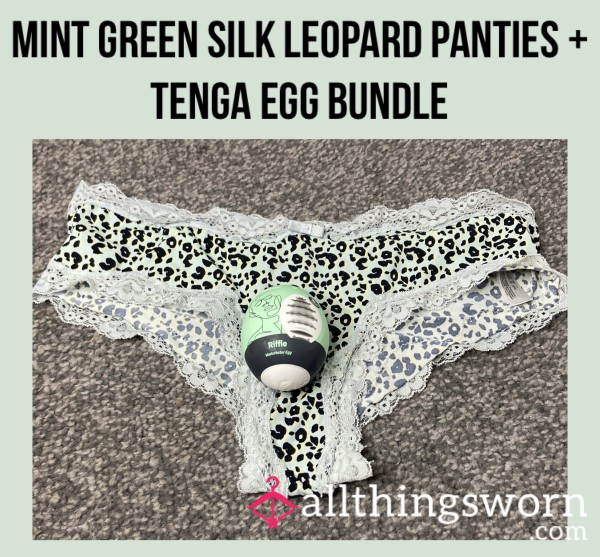 Mint Green Silk Leopard Panties + Tenga Egg Bundle🐆