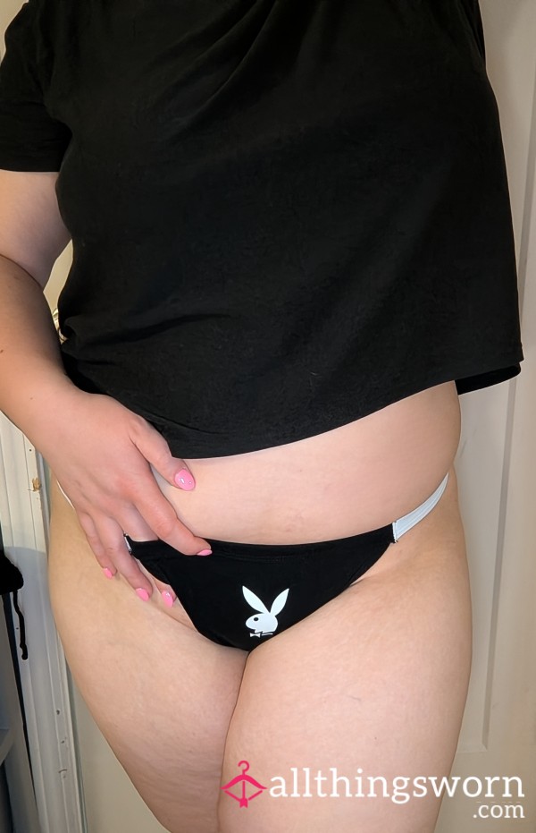 Misguided X Playboy Black & White Bunny Cottonthong