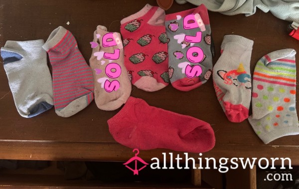Mismatched Ankle Socks — Match Your Pair — Well Worn By Your Goddess And Her Petite Feet