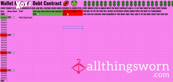 Miss Nightmare's Custom Debt Sheet Contract