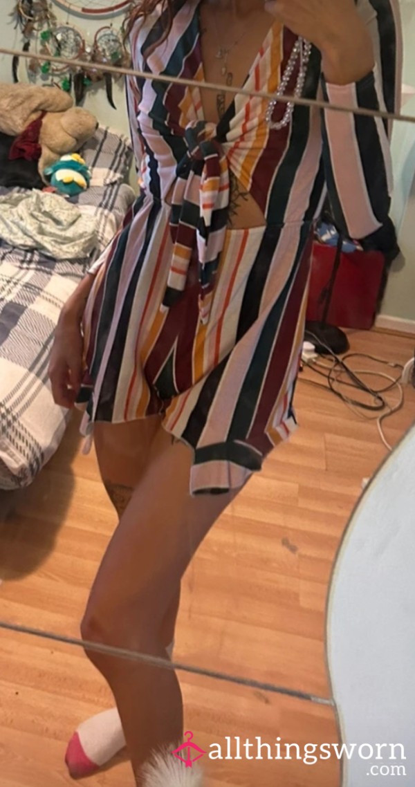 Missguided Striped Tie Front Playsuit