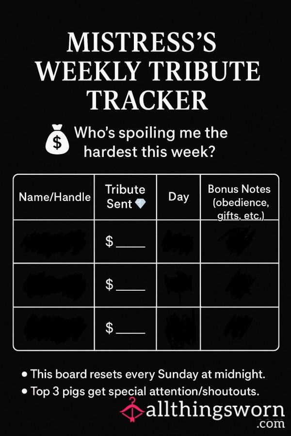 Mistress’s Tribute Tracker