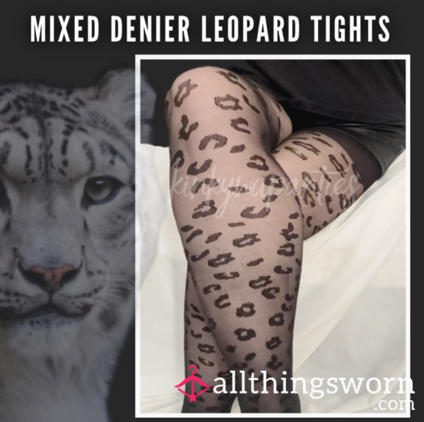 Mixed Denier Leopard Tights - Includes 2-day Wear & U.S. Shipping