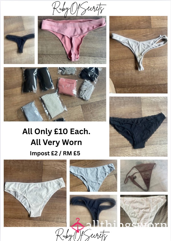 Mixed Panties - £10 Each - Well Worn.