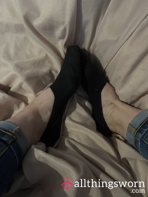 Moist, Wet, Smelly Black Slip On Socks. Worn For 2 Days.